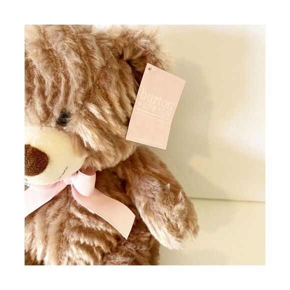 Burton & Burton Teddy Bear Brown Plush w/Pink Ribbon Bow Soft Tags NEW - Picture 3 of 10
